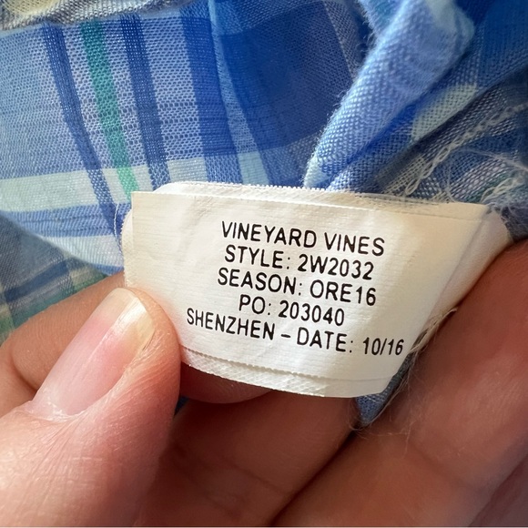 Vineyard Vines 2W2032 Multi Blue Plaid 1/2 Button Popover Women’s Size 6 - Picture 4 of 5